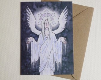 Ice Angel - Christmas Greeting Card - Traditional Watercolour