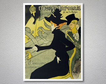 Poster Advertising "Le Divan Japonais", 1892 by Henri de Toulouse Lautrec - Poster Paper, Sticker or Canvas Print