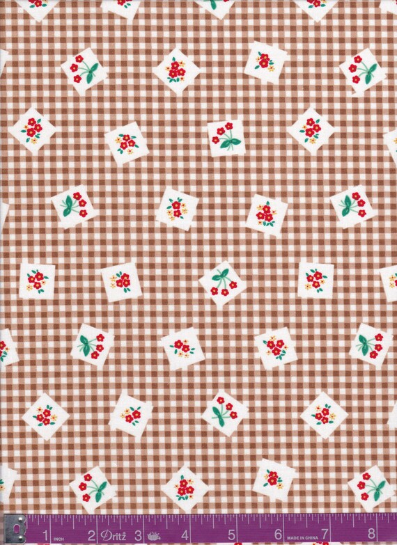 Brown Gingham Fabric Gingham Fabric Apple Farm Elea