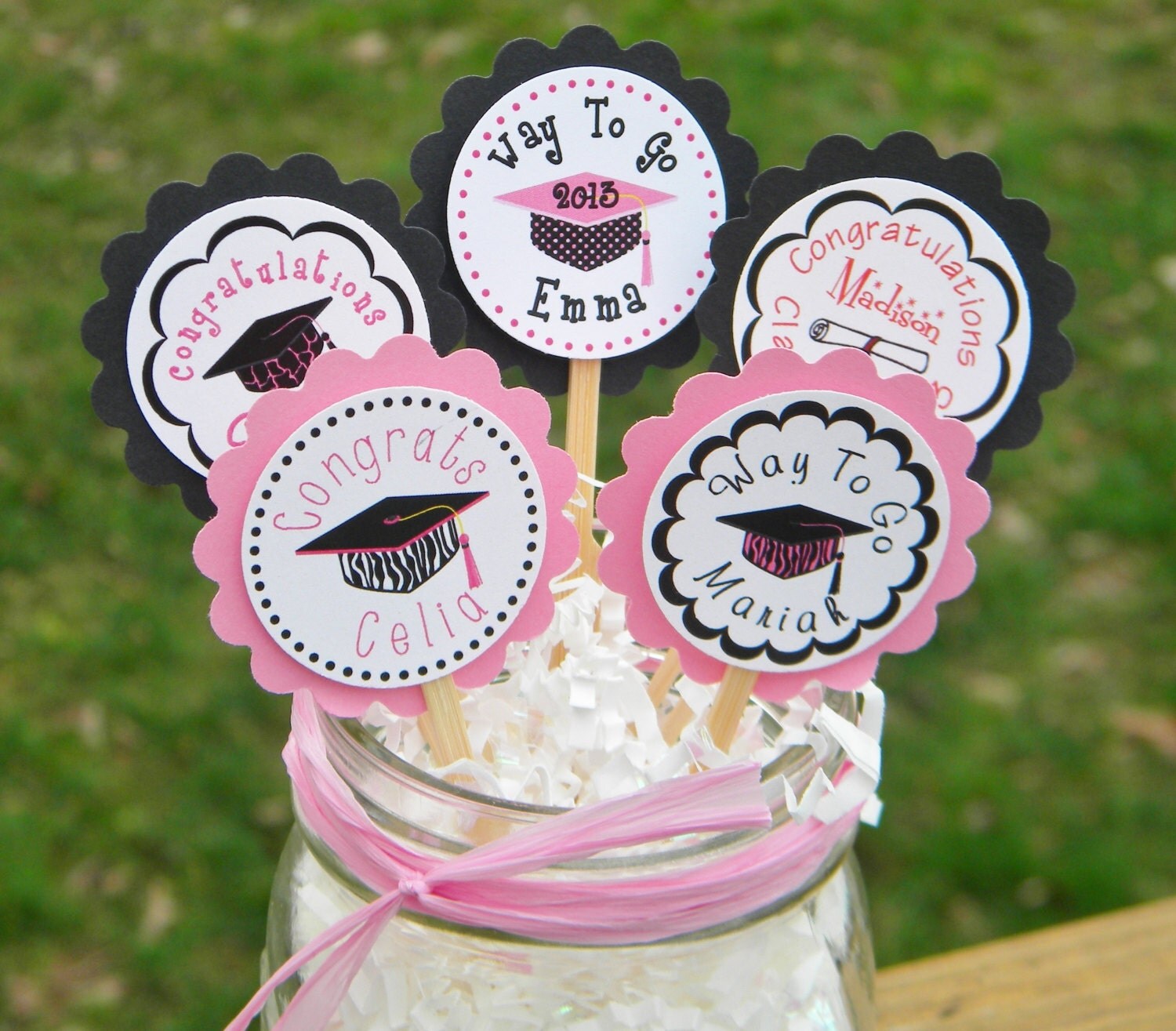 Graduation Cupcake Toppers Personalized Graduation Party