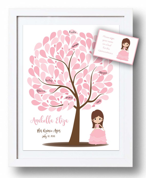 Quinceañera Guest Book 16x20 SignIn Tree Sweet 16 Guestbook