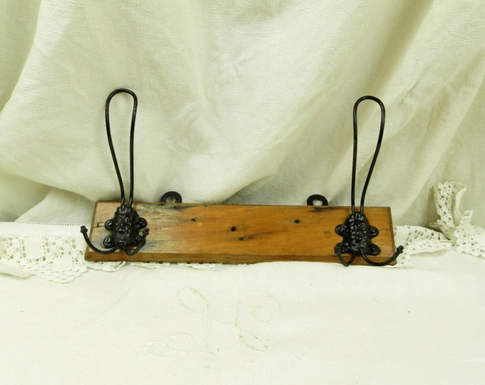 Antique French Wooden and Metal Coat Hook / Coat Rack / Retro Vintage Home Interior / European / Industrial Decor / Diy / Home Improvement Antique French Wooden and Metal Coat Hook / Coat Rack / Retro Vintage Home Interior / European / Industrial Decor / Diy / Home Improvement