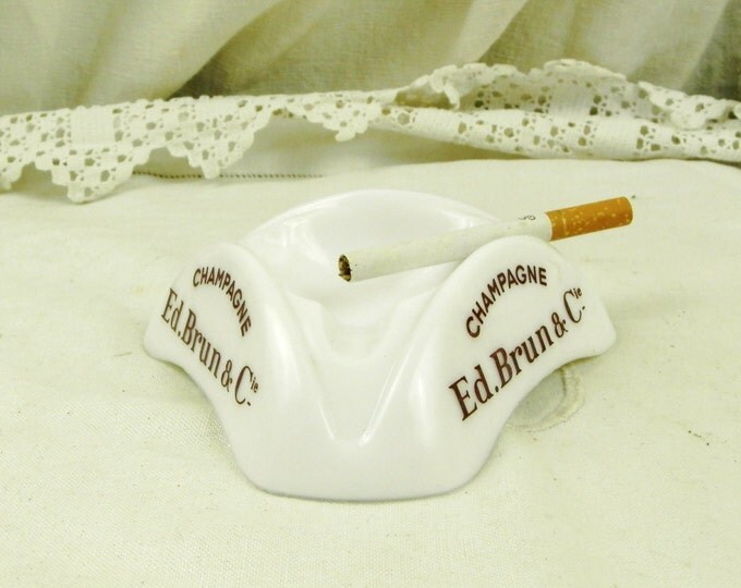 Vintage Milk Glass Mid Century Champagne Ed.Brun & Cie Ashtray / French Cafe Decor / Retro Vintage Home Interior / Man Cave / Tobacciana Vintage Milk Glass Mid Century Champagne Ed.Brun & Cie Ashtray / French Cafe Decor / Retro Vintage Home Interior / Man Cave / Tobacciana