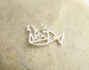 925 Sterling Silver Angler Fish Charm -- 1 Piece