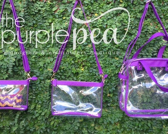 Clear Stadium Purse, Clear Bag, LSU Purse, Geaux Tigers, NFL Purse, Saints Purse, SEC Purse