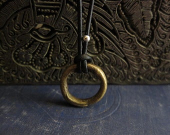 Mens Leather Necklace,African Ring Necklace,Mens Necklace,Mens Necklace Leather, Men's,Mens Jewelry, Men's Necklace,Men's Necklace,Ethiopian