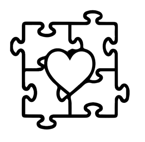 Autism Awareness Puzzle Pieces and Heart Vinyl Decal Car