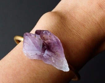Raw Amethyst Bangle, Amethyst Bracelet