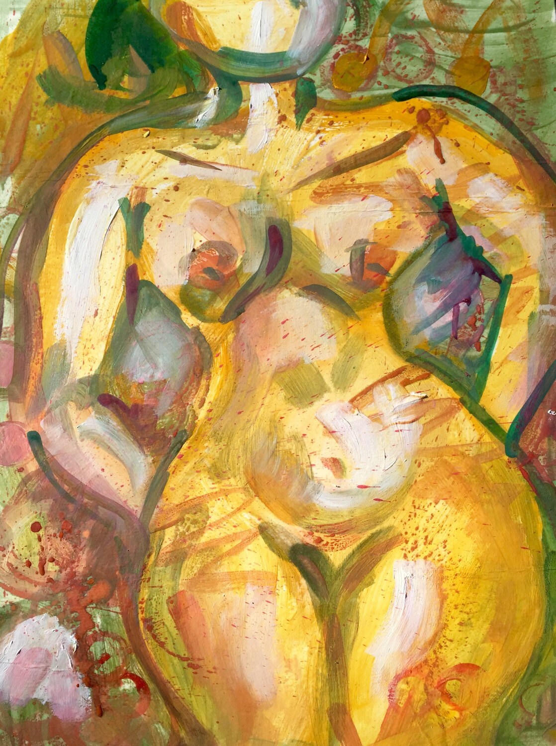 Shine | Abstract Nude Female Figure Painting. Media 