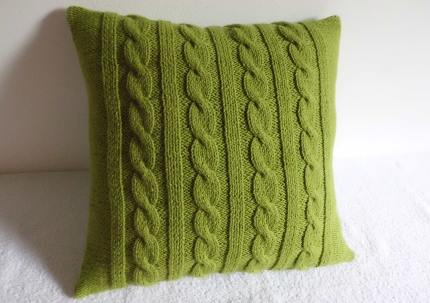 Decorative Chartreuse Knit Throw Pillow Green Spring Pillow