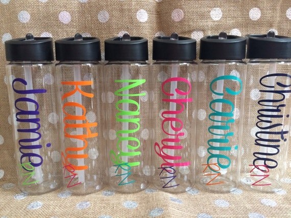 Personalized 24 oz BPA Free Water Bottle with Pop up straw