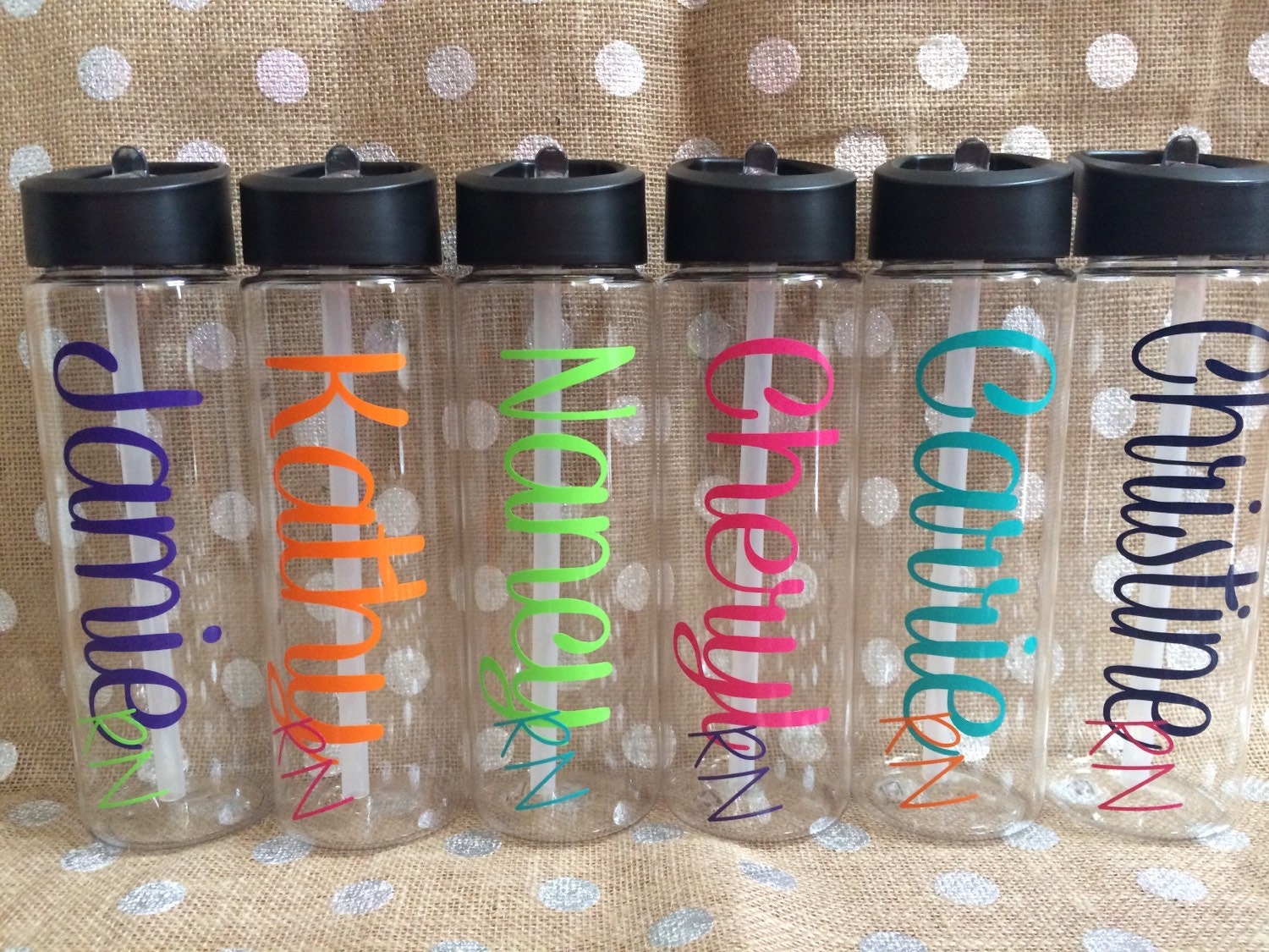 Personalized 24 Oz Bpa Free Water Bottle With Pop Up Straw