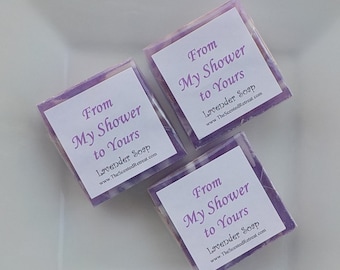 Lavender Soap Favors - Bridal Shower Soap Favors - Wedding Favors - Baby Shower Soap Favors - Square Purple Soaps - From My Shower to Yours