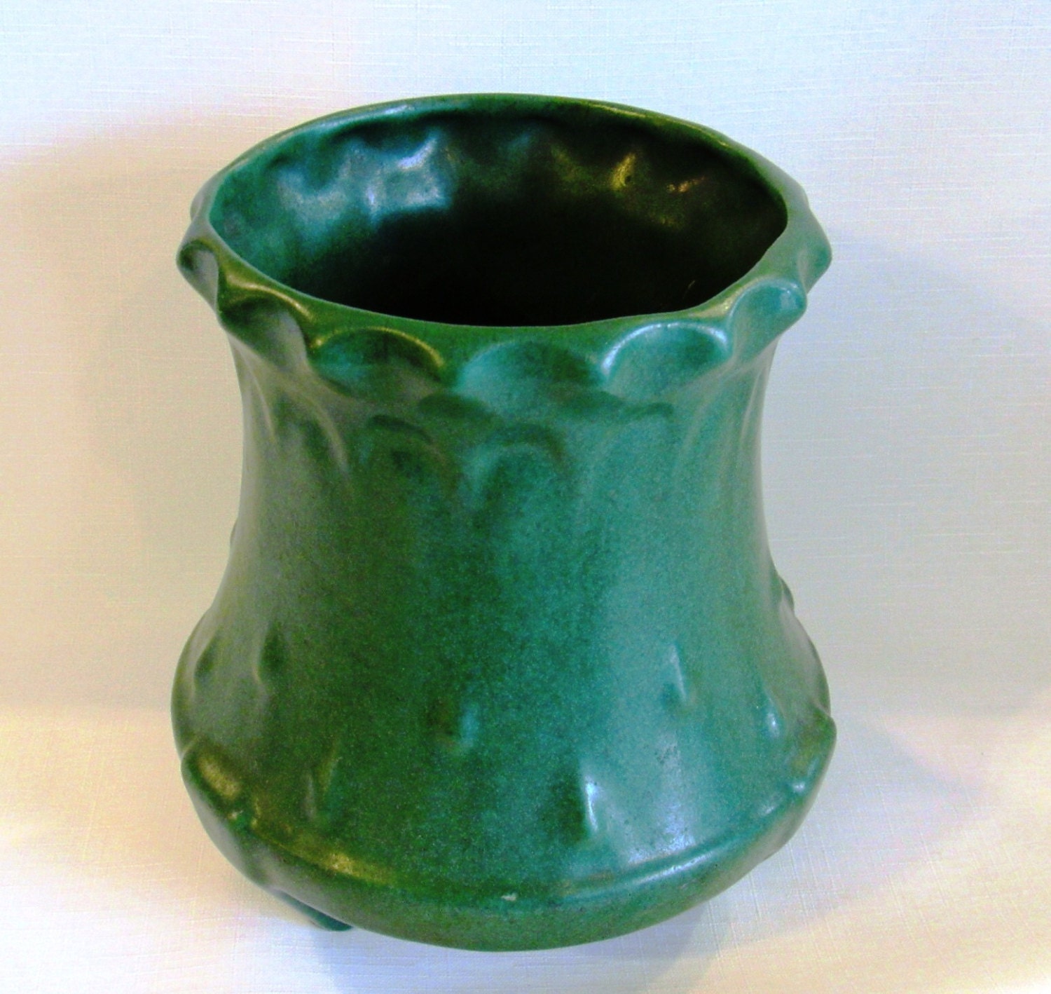 1905 Weller Pottery Matte Green Bedford Raindrop Vase MINT