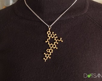 Oxytocin 3Dprint Gold Pendant Cuddle Chemical