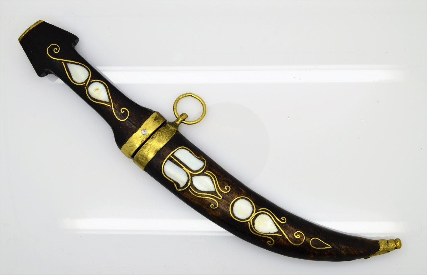 Decorative Wooden Mother Of Pearl Inlay Sheath Knife