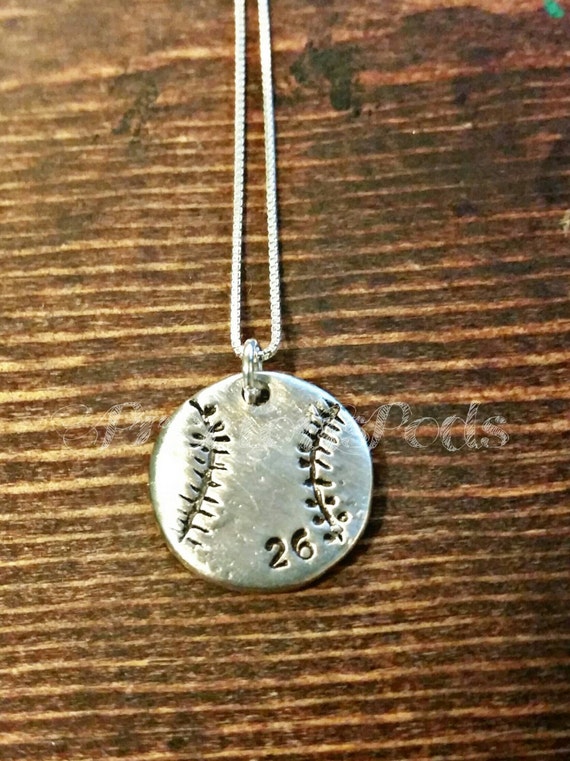 Softball Necklace Baseball Necklace Custom Hand Stamped With