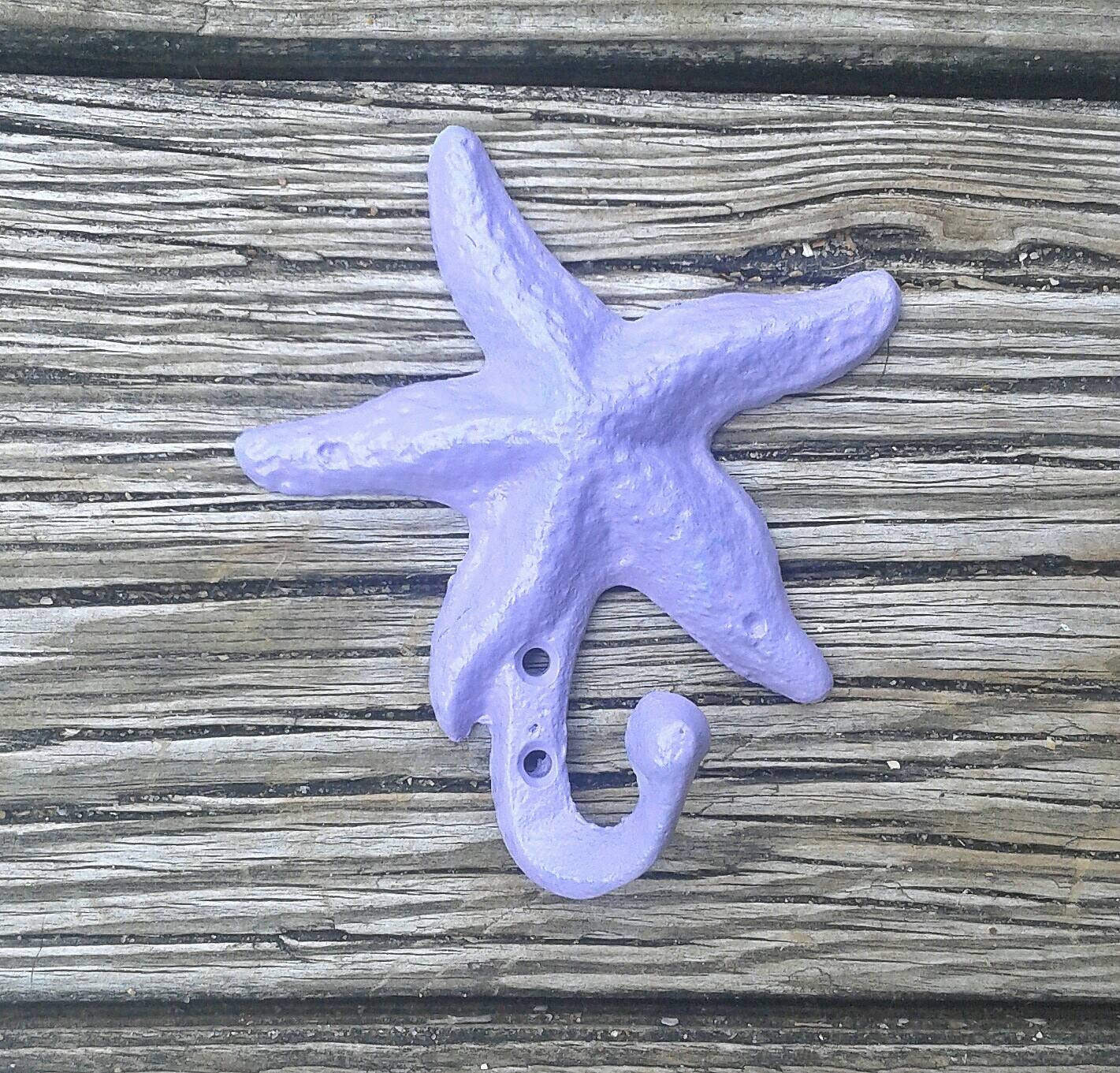 Starfish wall hook purple cast iron nautical wall hook