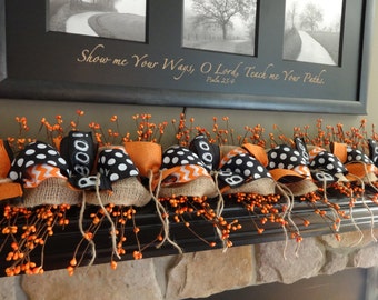 Halloween Decoration Halloween Garland, Fall Garland, Boo, Mantel Garland, Berry Garland, Fall Decoration, Black and Orange, Burlap Garland
