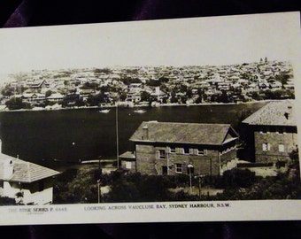 Looking Across Vaucluse Bay, Sydney Harbour NSW B&W Real Photo Rose Series Unused Postcard