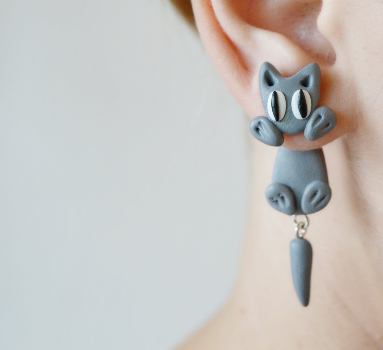 cat earrings cat front back earring unique earrings dangle
