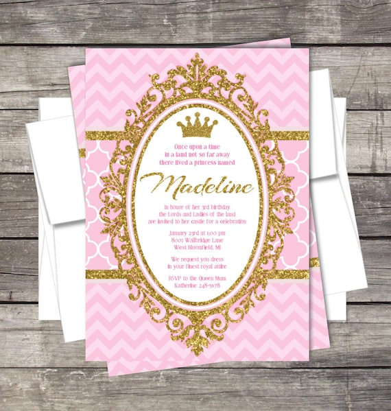Pink Princess Birthday Invitations 8