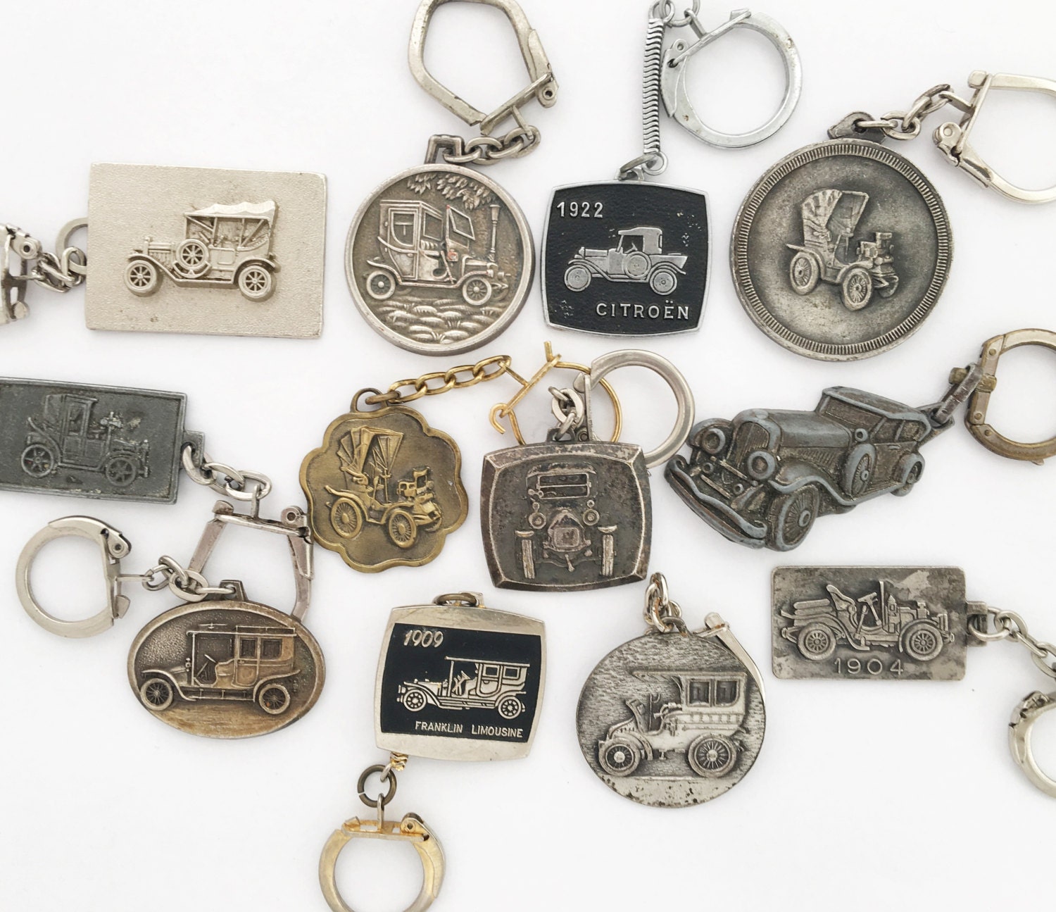 Rare French Automobile Classic Car Keychain Keyring / Lot of