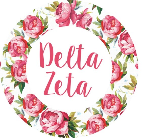 Delta Zeta 3 Circle White Rose Sticker