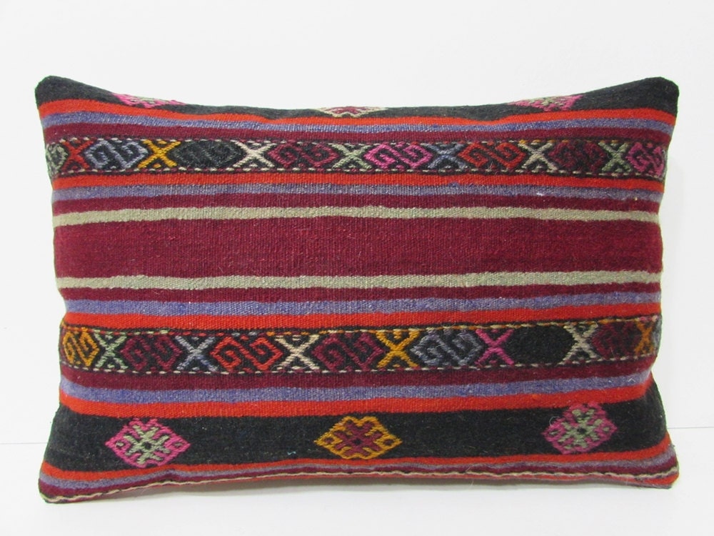 16x24 knitted kilim pillow toss lumbar by DECOLICKILIMPILLOWS