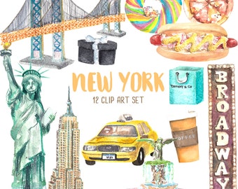 New York Clip Art / Watercolor Clip Art / Stock Image