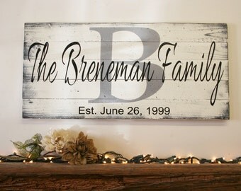 Custom Wood Sign Family Name Sign Wedding Gift Bridal Shower Gift Housewarming Gift Shabby Chic Wall Decor Home Decor Distressed Wood