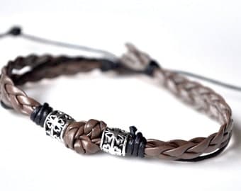 Brown cord men bracelet