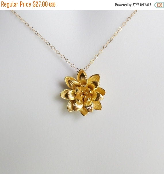 SALE Chrysanthemum Pendant Necklace Gold by WanderingDandelion