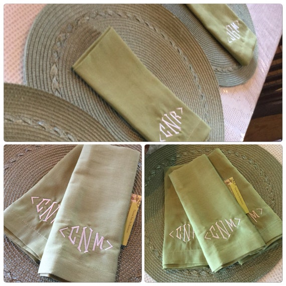 Monogrammed Napkins Embroidered Name or Initials Cloth Napkin