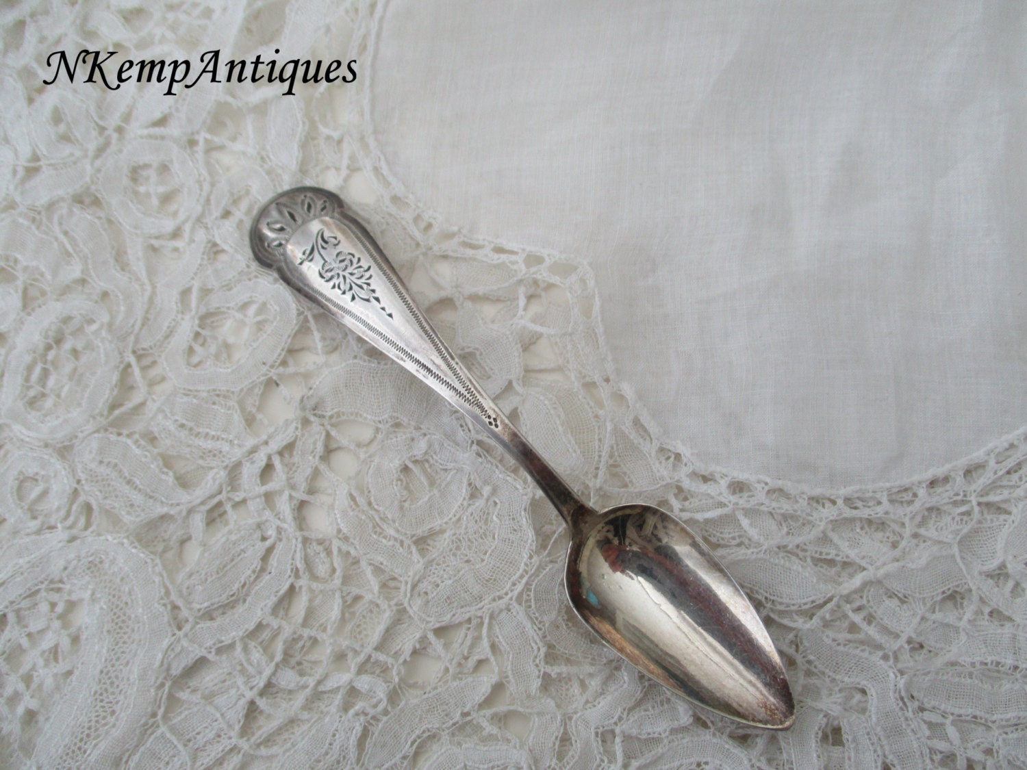 Antique silver spoon real silver by Nkempantiques on Etsy