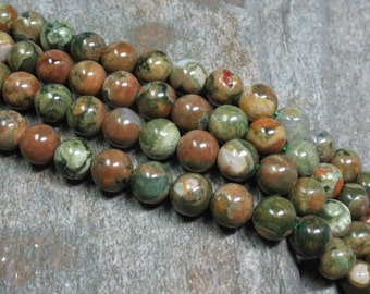 8 mm Rainforest Rhyolite Beads, 15.5" strand - Item B0568