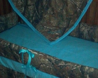 Daily Deal***Realtree or Mossy oak and solid color cotton 4 piece basic crib bedding set
