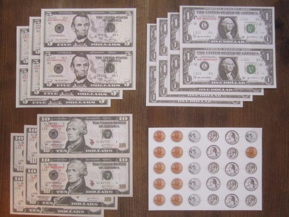 Toy Money Paper Play Dollar Bills Coins By RedStarVintage On Etsy
