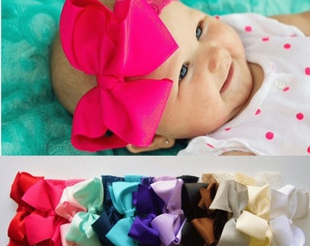 Baby headbands, 5 inch bow, lace headband, big bows, infant headbands, baby headband, baby gift, girl gift, new baby girl gift, easter gift