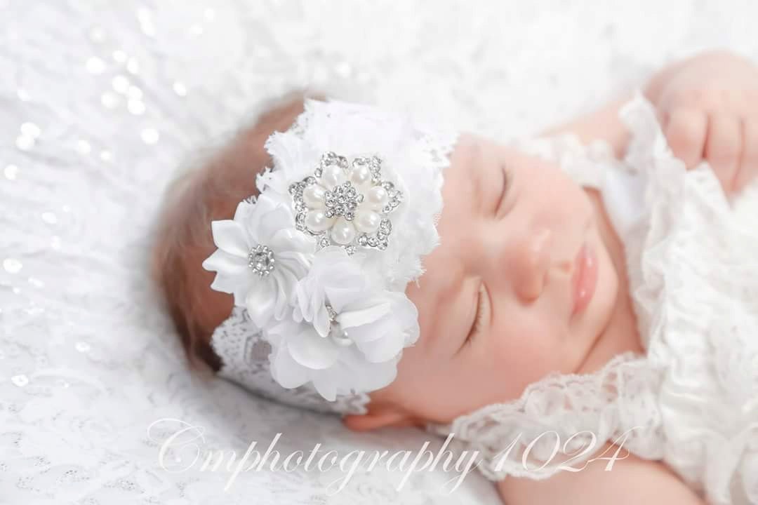 White Headband/Baby Headband/Baby Headbands and Bows/Infant