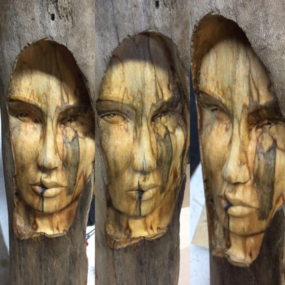 Female Wood Spirit Carving Wood Sculpture Hand Carved Wood