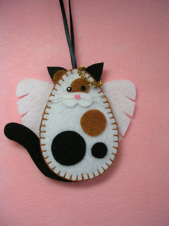 Felt Kitty Cat Angel Ornament Calico by MSMURIEL on Etsy