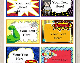 items similar to superhero party favor tags or labels superhero