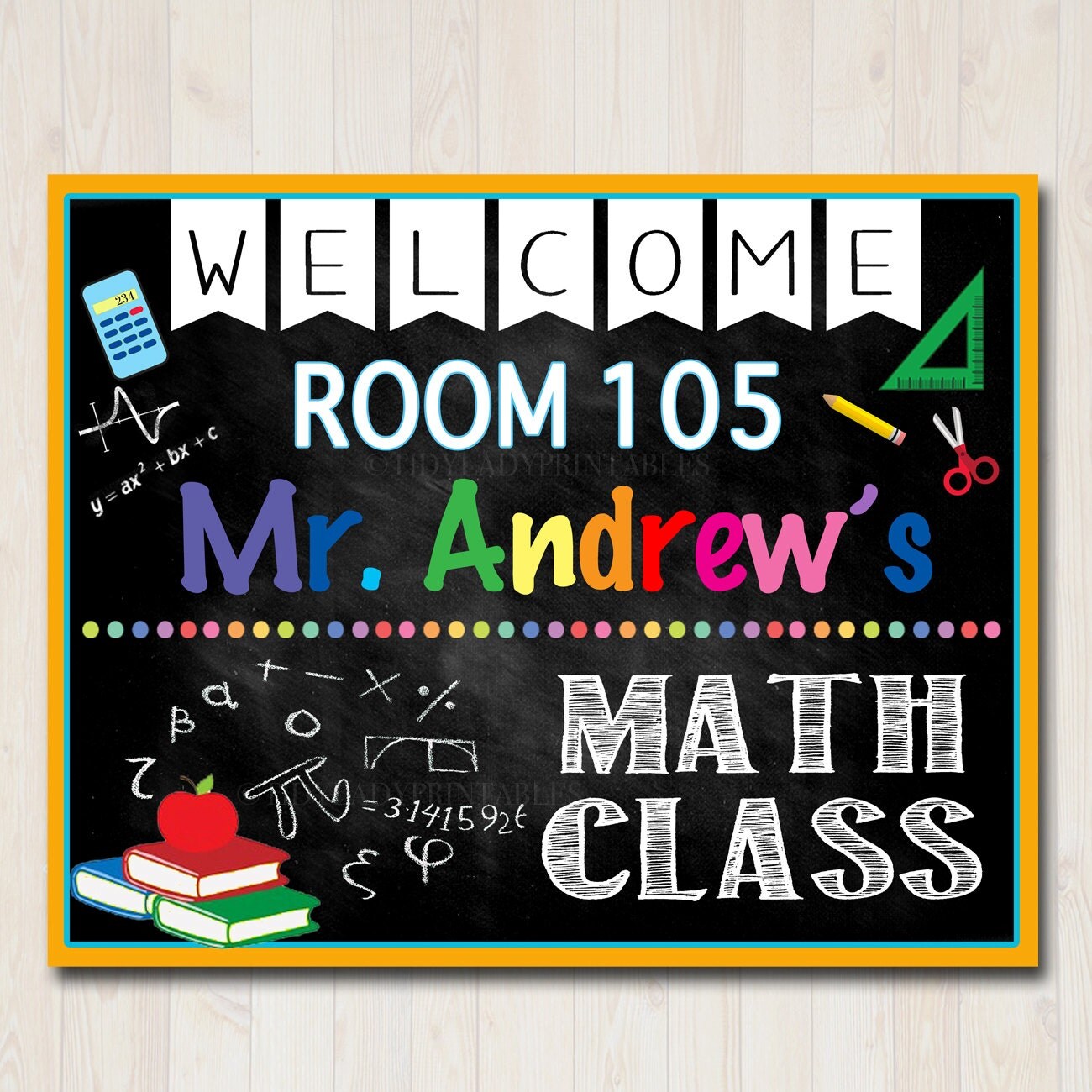 Math Teacher Classroom Door Sign Printable Classroom Sign