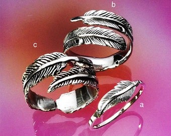925 Solid Sterling FEATHER Ring/Symbol Ring/High Polish/Oxidized