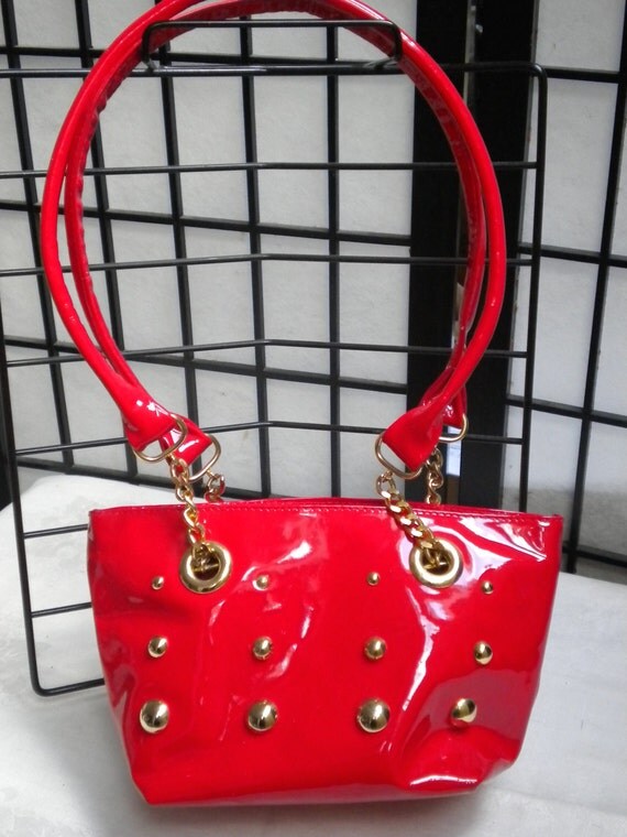 ITALIAN HANDBAG VINTAGE Red Patent Leather by blingblingfling