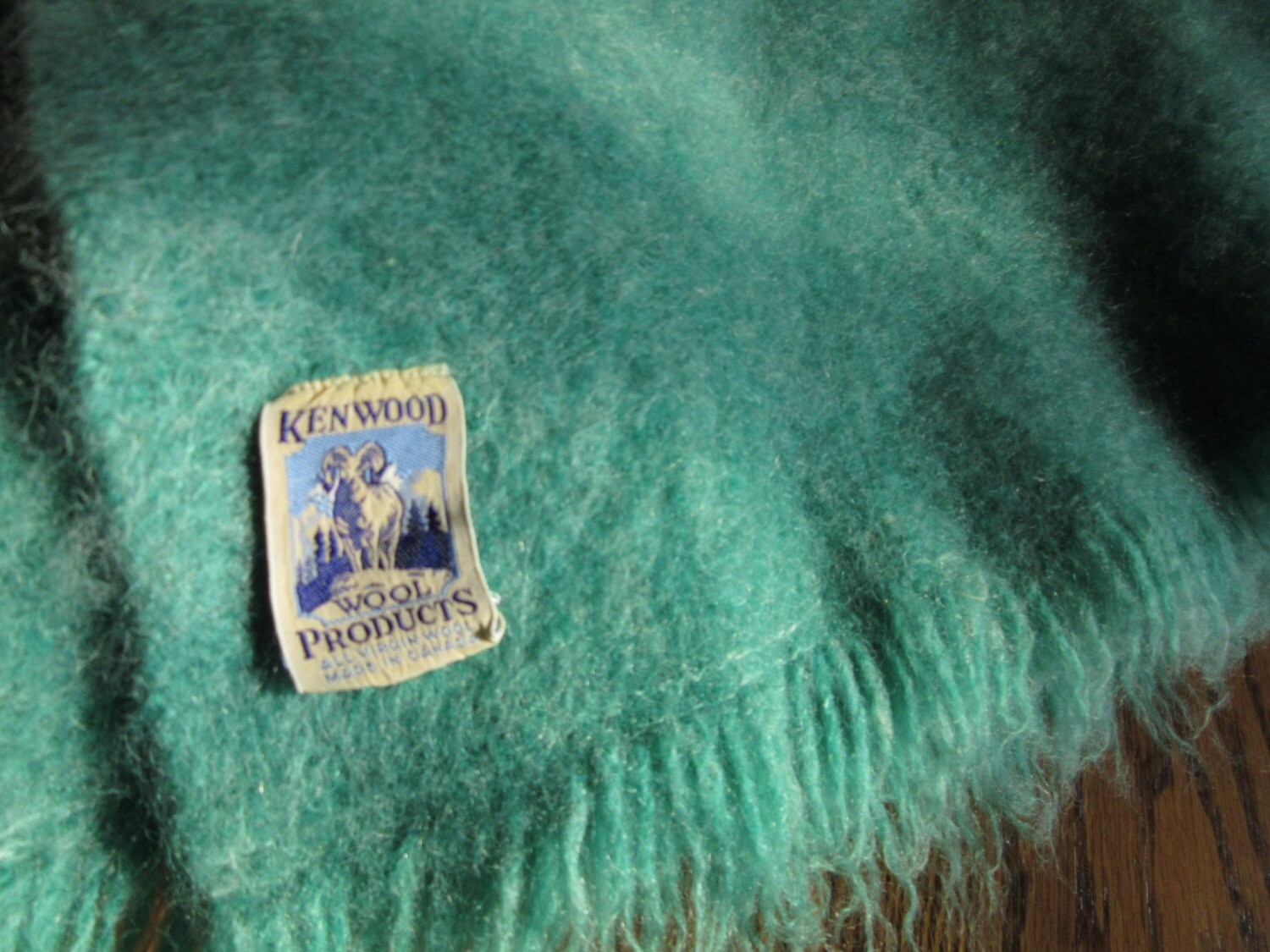 vintage Kenwood wool blanket / emerald green / small size