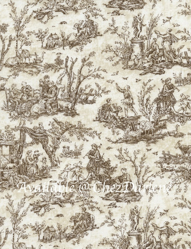 Cotton Fabric Scenic Toile Brown Toile Quilt Quality