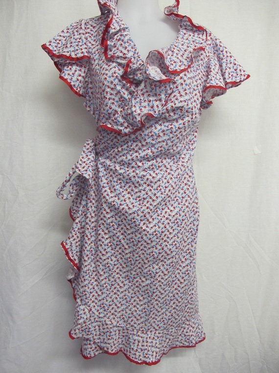 Wrap Around Apron 1940's Full Apron Floral Cotton Apron