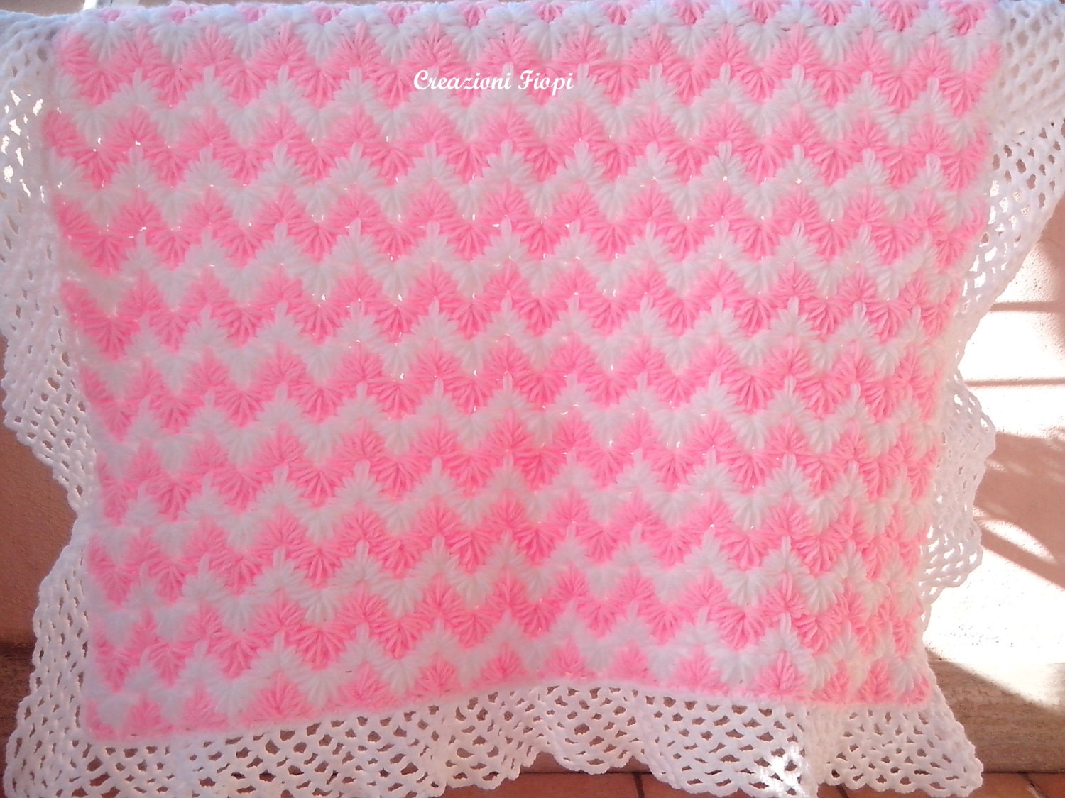 Crochet PATTERN Baby Blanket/crochet zig zag puff stitch/